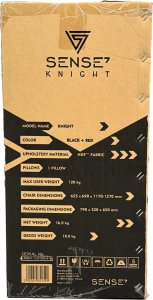 Fotel SENSE7 Knight materiałowy czarno-czerwony + kabel usb 3