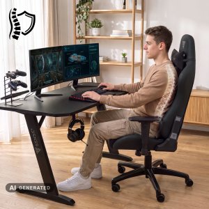 Fotel SENSE7 Spellcaster FUKU XL PU czarny + kabel usb 24