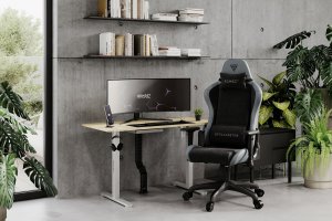 Fotel SENSE7 Spellcaster Fuku PU czarny-szary + kabel usb 3