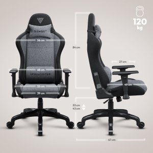 Fotel SENSE7 Spellcaster FUKU materiałowy czarno-szary + kabel usb 31