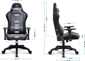 Fotel SENSE7 Spellcaster FUKU materiałowy czarno-szary + kabel usb 10