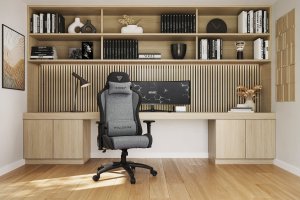 Fotel SENSE7 Spellcaster FUKU XL materiałowy czarno-szary + kabel usb 16