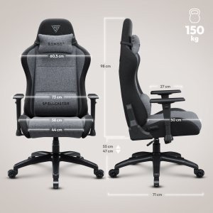 Fotel SENSE7 Spellcaster FUKU XL materiałowy czarno-szary + kabel usb 31