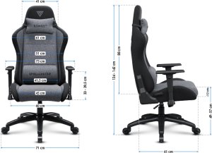 Fotel SENSE7 Spellcaster FUKU XL materiałowy czarno-szary + kabel usb 8