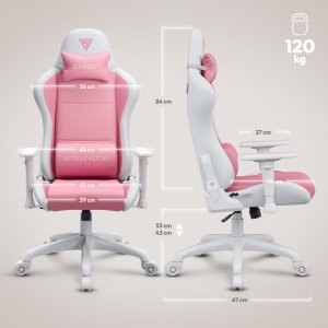 Fotel SENSE7 Spellcaster FUKU PU biało-różowy + kabel usb 25