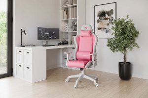 Fotel SENSE7 Spellcaster FUKU PU biało-różowy + kabel usb 10