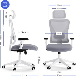 Krzesło biurowe SENSE7 Tone Biało-szare + kabel usb 10