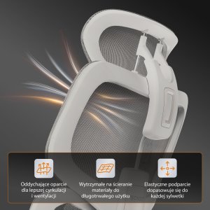 Krzesło biurowe SENSE7 NOBU light gray + kabel usb 11