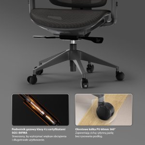 Krzesło biurowe SENSE7 Nobu Grafitowe + kabel usb 5