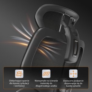 Krzesło biurowe SENSE7 Nobu Grafitowe + kabel usb 6