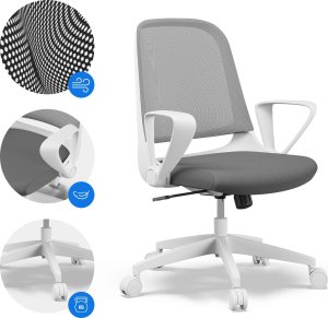 Krzesło biurowe SENSE7 Sopty Biało-szare + kabel usb 13