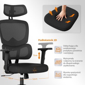 Krzesło biurowe SENSE7 Veno Czarne + kabel usb 21