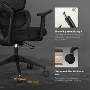 Krzesło biurowe SENSE7 Veno Czarne + kabel usb 22