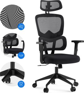 Krzesło biurowe SENSE7 Veno Czarne + kabel usb 5