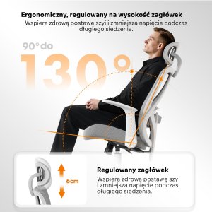 Krzesło biurowe SENSE7 Noxo Biało-szare + kabel usb 6