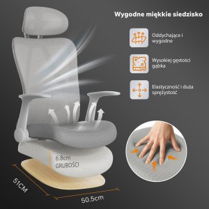 Krzesło biurowe SENSE7 Noxo Biało-szare + kabel usb 7