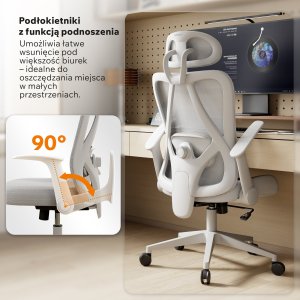 Krzesło biurowe SENSE7 Noxo Biało-szare + kabel usb 8