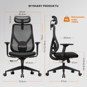 Krzesło biurowe SENSE7 Moyo Czarne + kabel usb 5