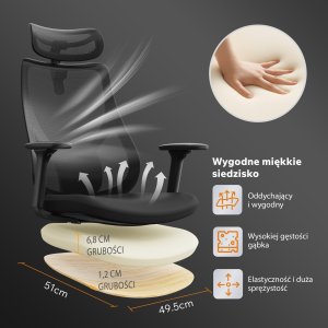 Krzesło biurowe SENSE7 Moyo Czarne + kabel usb 8