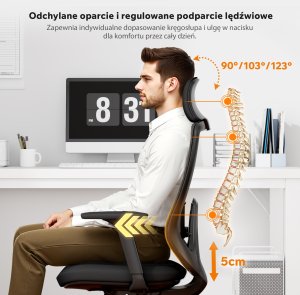 Krzesło biurowe SENSE7 Nakai Czarne + kabel usb 7