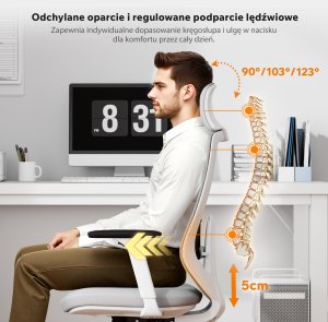 Krzesło biurowe SENSE7 Nakai Biało-szare + kabel usb 6