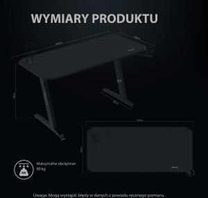 Biurko SENSE7 gamingowe Nomad Basic 140x60 cm + kabel usb 19