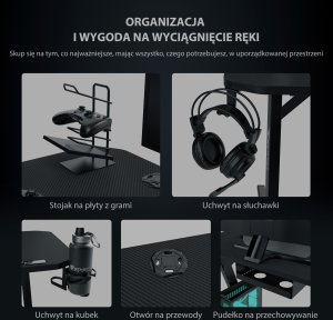 Biurko SENSE7 gamingowe Nomad Basic 140x60 cm + kabel usb 22