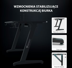 Biurko SENSE7 gamingowe Nomad Basic 140x60 cm + kabel usb 23