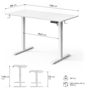 Biurko SENSE7 NOJO LIGHT Białe 120 cmx60 cm + kabel usb 10