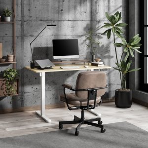 Biurko SENSE7 NOJO LIGHT Jasnobrązowo-Białe 120 cmx60 cm + kabel usb 3