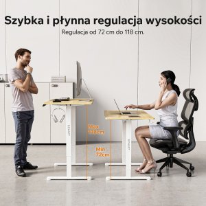 Biurko SENSE7 NOJO LIGHT Jasnobrązowo-Białe 120 cmx60 cm + kabel usb 4