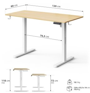 Biurko SENSE7 NOJO LIGHT Jasnobrązowo-Białe 120 cmx60 cm + kabel usb 10