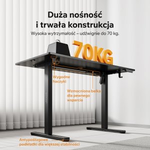 Biurko SENSE7 NOJO LIGHT Jasnobrązowo-Czarne 120 cmx60 cm + kabel usb 5