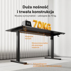 Biurko SENSE7 NOJO LIGHT Czarne 140 cmx70 cm + kabel usb 5