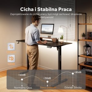 Biurko SENSE7 NOJO LIGHT Czarne 140 cmx70 cm + kabel usb 7