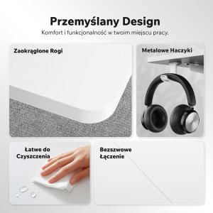 Biurko SENSE7 NOJO LIGHT Białe 140 cmx70 cm + kabel usb 7