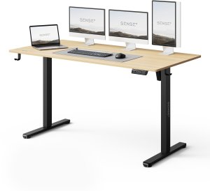 Biurko SENSE7 NOJO LIGHT Jasnobrązowo-Czarne 140 cmx70 cm + kabel usb 2