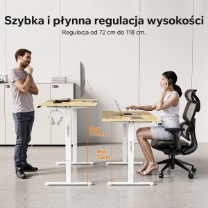 Biurko SENSE7 NOJO LIGHT Jasnobrązowo-Czarne 140 cmx70 cm + kabel usb 4