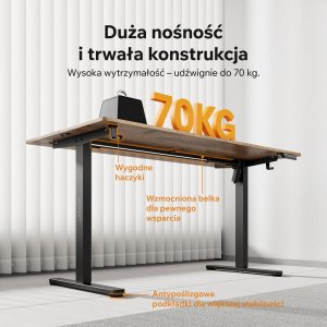 Biurko SENSE7 NOJO LIGHT Ciemnobrązowe 140 cmx70 cm + kabel usb 5
