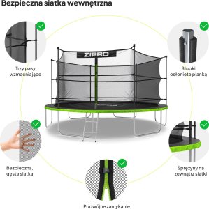 Trampolina ogrodowa Zipro Jump Pro z siatką wewnętrzną 14FT 435cm + Mata Celnościowa 6