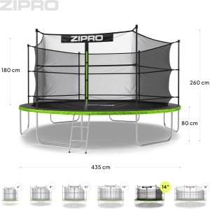 Trampolina ogrodowa Zipro Jump Pro z siatką wewnętrzną 14FT 435cm + Mata Celnościowa 10