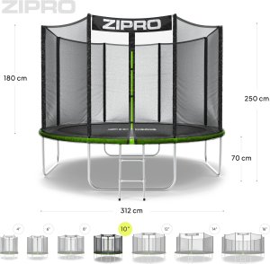 Trampolina ogrodowa Zipro Jump Pro z siatką zewnętrzną 10FT 312cm + Mata Celnościowa 10