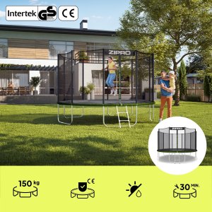 Trampolina ogrodowa Zipro Jump Pro z siatką zewnętrzną 12FT 374cm + Mata Celnościowa 3