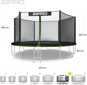 Trampolina ogrodowa Zipro Jump Pro z siatką zewnętrzną 14FT 435cm + Mata Celnościowa 10