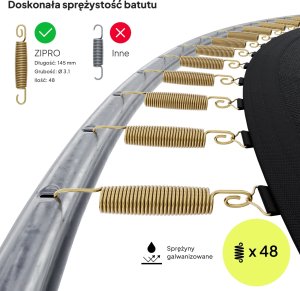 Trampolina ogrodowa Zipro Jump Pro Premium z siatką wewnętrzną 8FT 252cm + Mata Celnościowa 8
