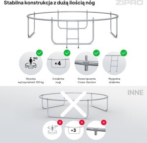 Trampolina ogrodowa Zipro Jump Pro Premium z siatką wewnętrzną 10FT 312cm + Mata Celnościowa 7