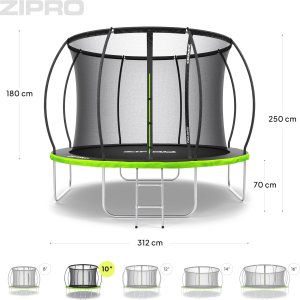 Trampolina ogrodowa Zipro Jump Pro Premium z siatką wewnętrzną 10FT 312cm + Mata Celnościowa 10