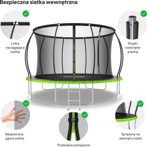 Trampolina ogrodowa Zipro Jump Pro Premium z siatką wewnętrzną 12FT 374cm + Mata Celnościowa 5