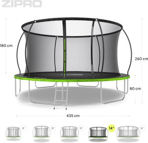 Trampolina ogrodowa Zipro Jump Pro Premium z siatką wewnętrzną 14FT 435cm + Mata Celnościowa 9