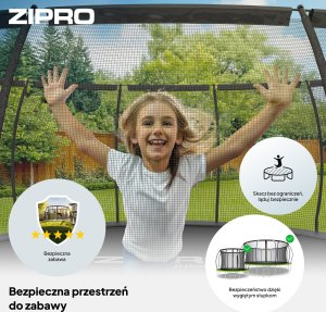 Trampolina ogrodowa Zipro Jump Pro Premium z siatką wewnętrzną 16FT 496cm + Mata Celnościowa 4